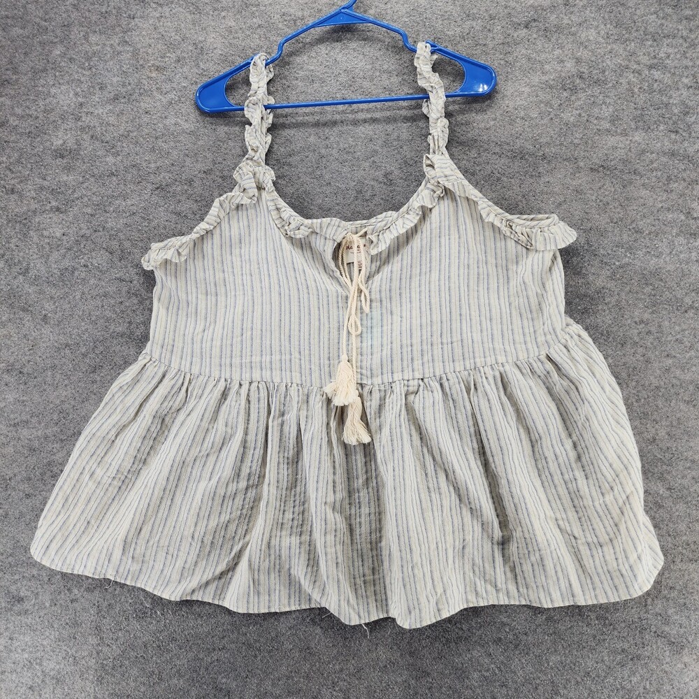 Hayden Shirt Womens 1XL Sleeveless White Blue Striped